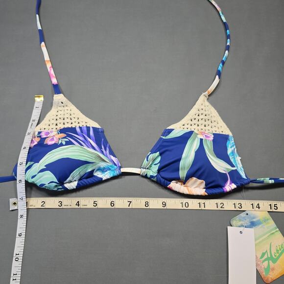 Hobie Blue String Bikini Top NEW Swimwear Stretch Padded Women's Size S Juniors - Picture 4 of 7